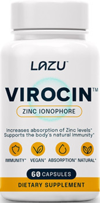 Lazu Virocin Zinc Ionophore is a high-potency, natural Zinc Ionophore which utilizes the proven ability of Quercetin to act as the carrier to transport the body’s natural Zinc reserves across the cell membrane to assist and support the body’s natural immune system