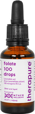 Therapure Folate Drops contains levomefolate calcium, a source of levomefolic acid (L-5MTHF), the biologically active and methylated form of folate.