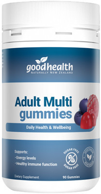 Goodhealth Adult Multi Gummies have a unique formulation and are designed to provide essential vitamins such as vitamins A, Bs, C, D and E, as well as Iodine and Zinc to support you throughout a busy, energetic day.