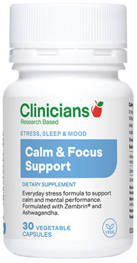 Clinicians Calm & Focus Support provides a unique combination of herbs to support those who are feeling wired and tired from daily stress.
