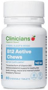 Clinicians B12 Active Chews provide Methylcobalamin, the active form of Vitamin B12 that is immediately usable in the body.