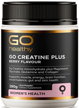GO Healthy GO Creatinine Plus Collagen contains 5g Creatine monohydrate from OptiCreatine™ per serve plus bioavailable Magnesium glycinate, Glutamine, and Collagen to support muscle, energy, mood balance, brain function, gut and skin health