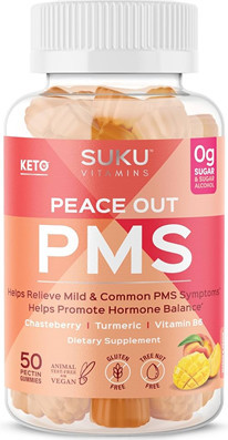 SUKU Peace Out PMS Gummies are a source of antioxidants and come packed with a blend of ingredients that help stabilise menstrual cycle irregularities and relieve premenstrual symptoms.