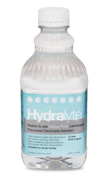 Hydralyte Electrolyte Liquid Colour Free Lemonade 1 Litre