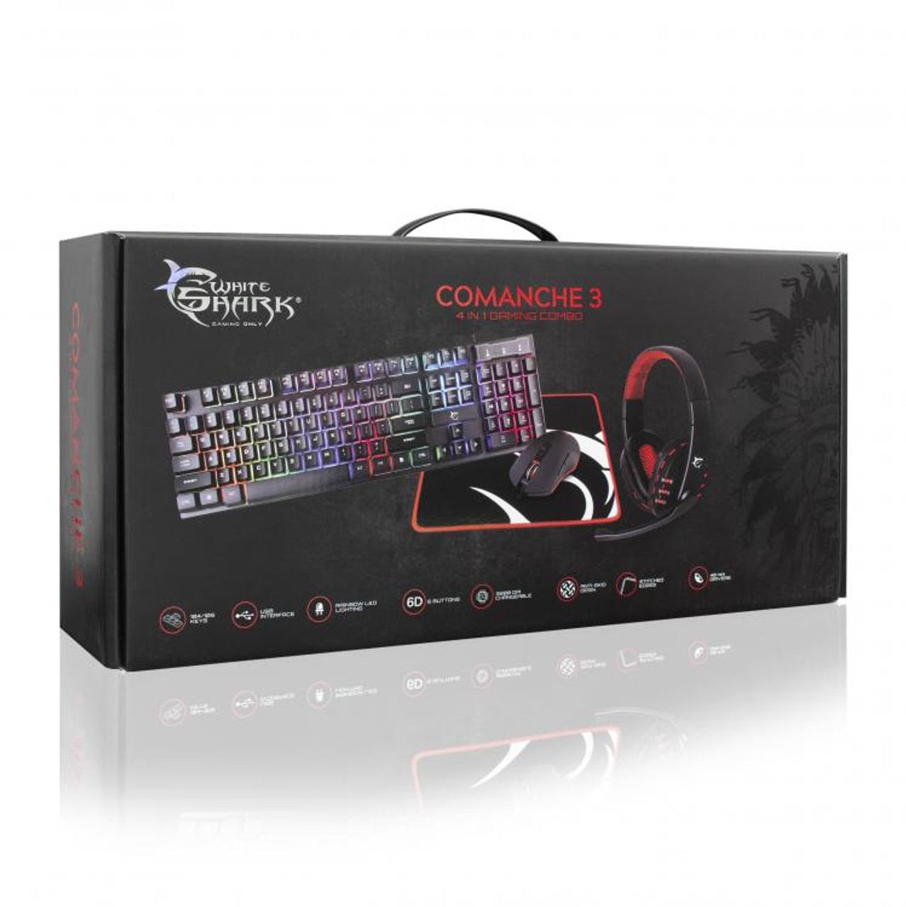 White Shark KEYBOARD + MOUSE + MOUSE PAD + HEADSET GC-4104 COMANCHE-3