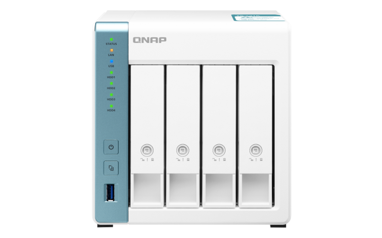 QNAP NAS Tower 4-Bay Annapurna Labs AL214 Quad core 1.7GHz 1GB RAM SATA 6Gb/s 2x GbE LAN 3 x USB3.0 HDD hot-swappable with key lock