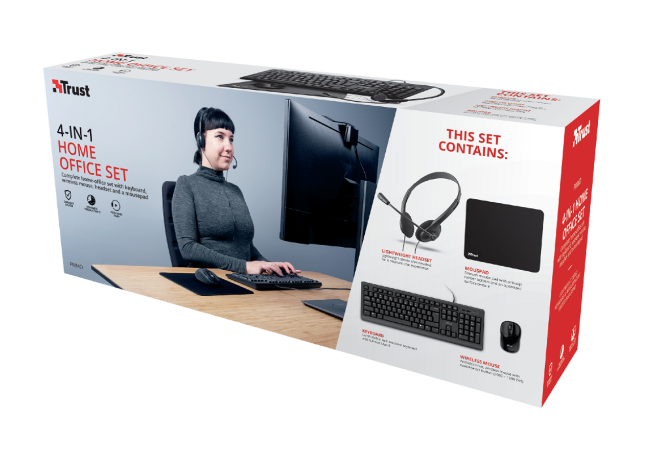 Trust KB+Mouse+Headset+Mousepad 4-in-1 Home Office Set