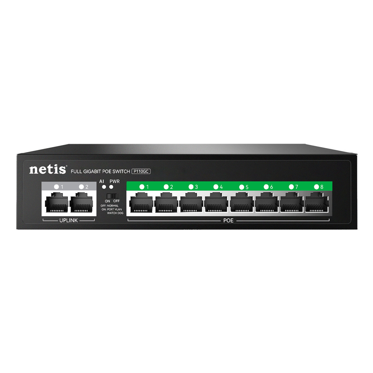 Netis Switch 8×10/100/1000Mbps POE ports 2×10/100/1000Mbps uplink RJ45 ports P110GC
