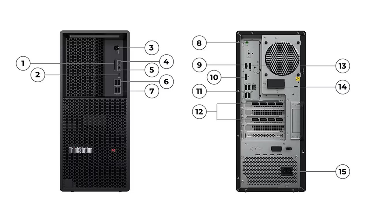 Lenovo ThinkStation P3 Tower i5-13500 (E-cores up to 3.50 GHz P-cores up to 4.80 GHz) 16 GB DDR5-4400MHz 512 GB SSD Integrated graphic no DVD 750W USB Kbd USB mouse FreeDOS