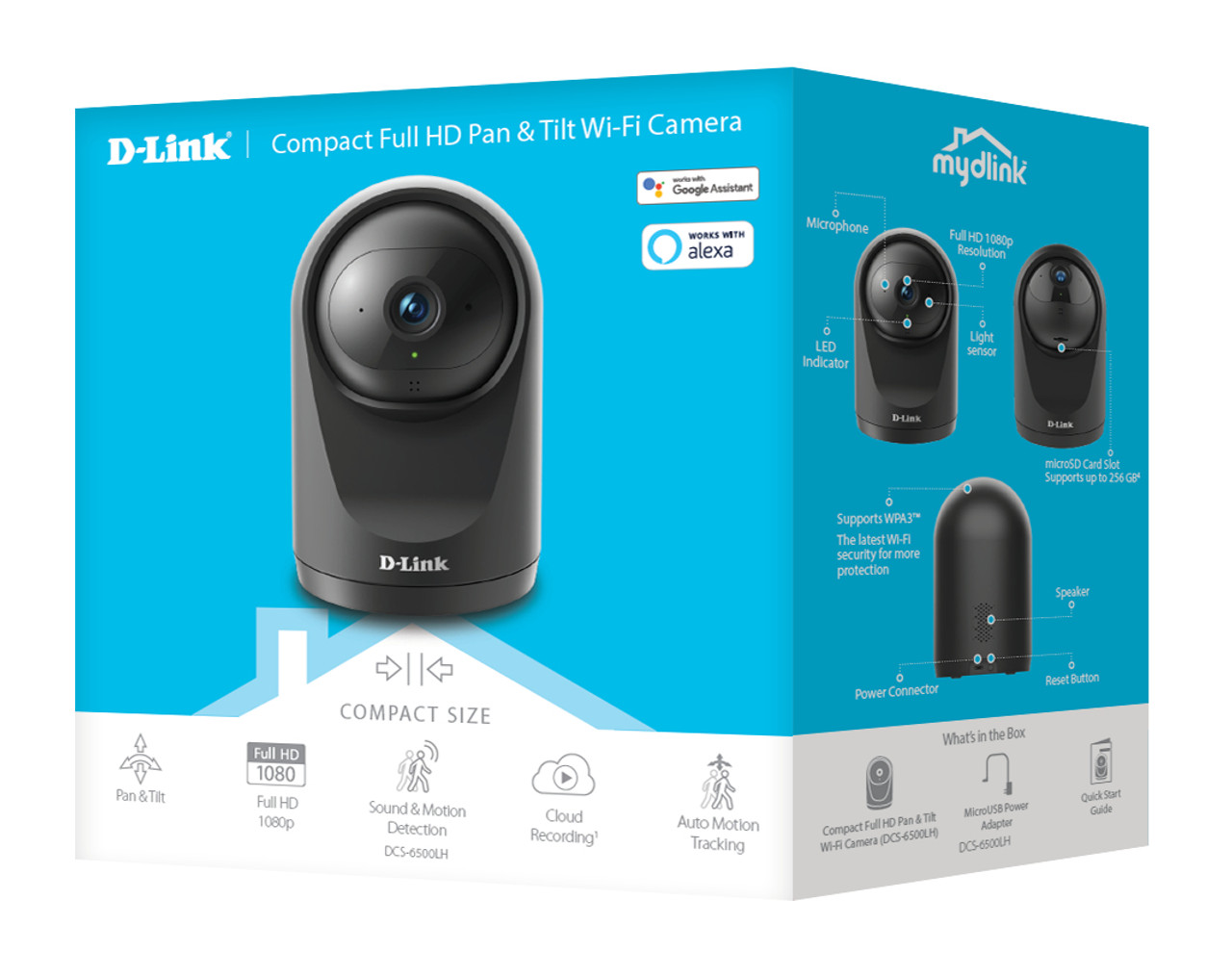 D-Link Wi-Fi Camera Full HD Motorized 340° and 90° tilt 2-Way Audio Night Vision of up to 5m Smart Home compatible DCS-6500LH/E