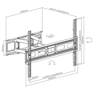 MOUNT SBOX PLB-3646-2 (37-80"/40kg/600x400)