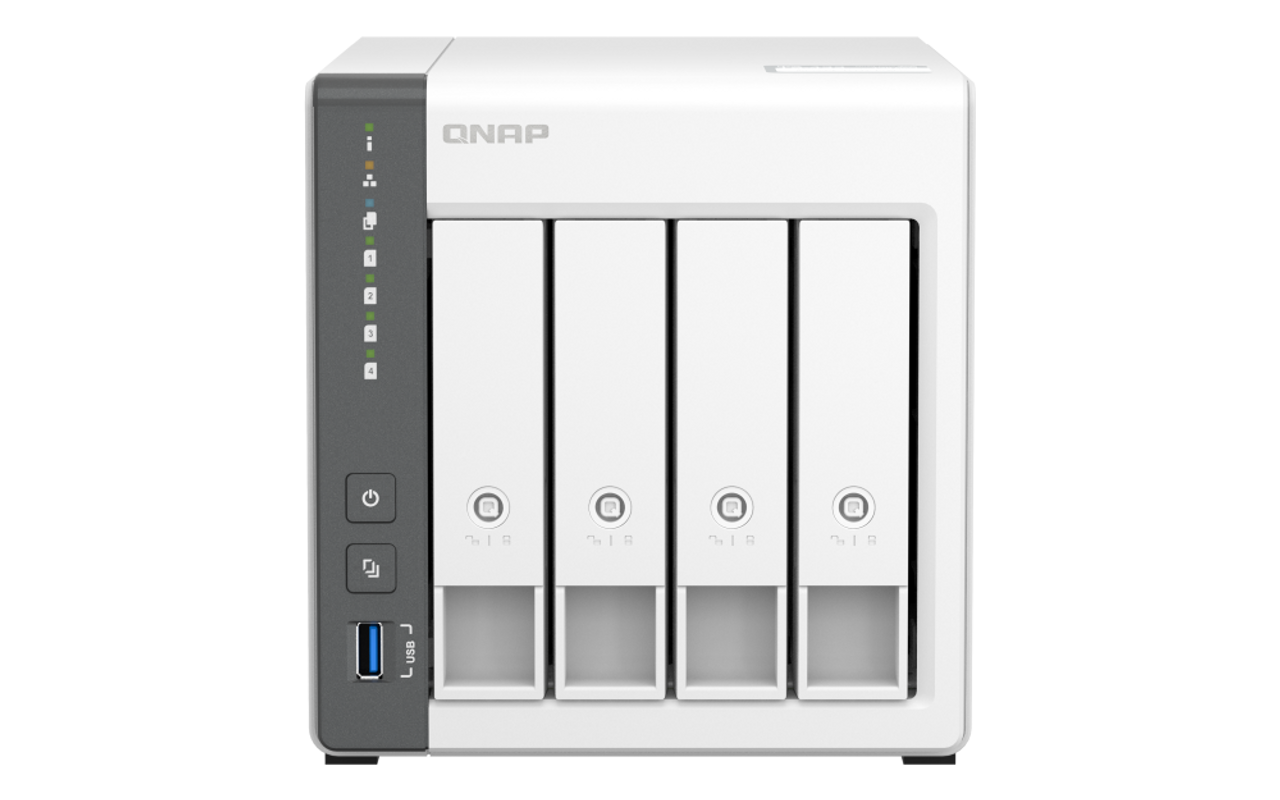 4-Bay QNAP TS-433-4G ARM 4-core Cortex-A55 2.0GHz 4GB RAM DDR4 SATA 6Gb/s 2xRJ45 3XUSB - Tower White