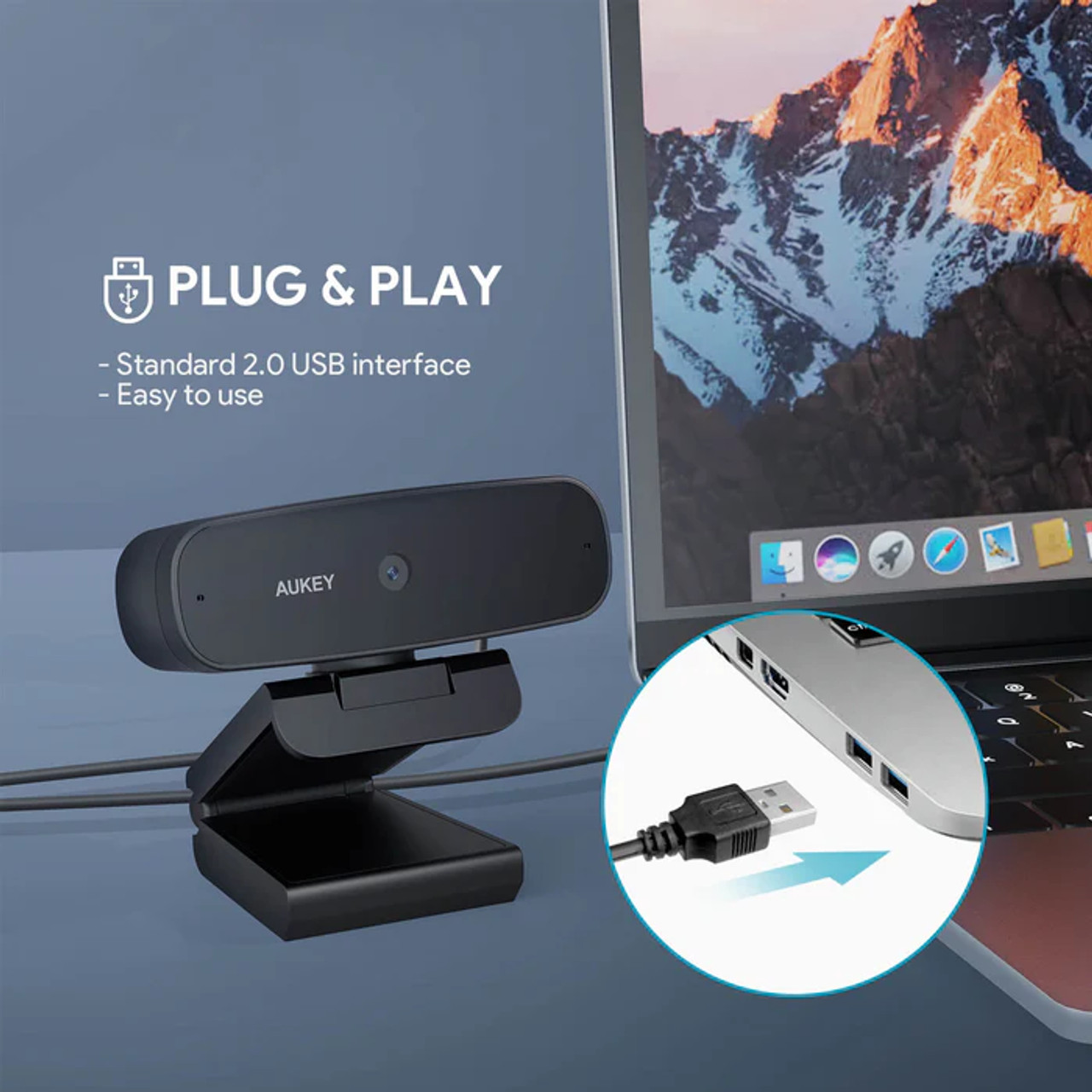 Webcam Aukey PC-W3S Stream Series Full HD Webcam with 1/2.9"-CMOS Sensor black PC-W3S