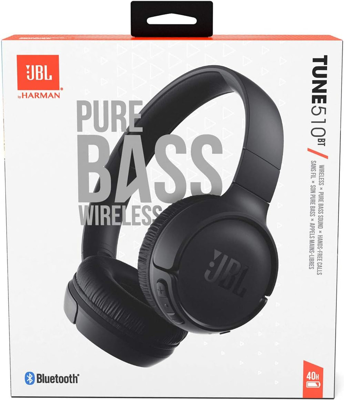 JBL Tune 510 BT Wireless On-Ear Headphones with Bluetooth 5.0 and Speed Charge Up to 40 Hours Battery Life Black JBLT510BTBLKEU