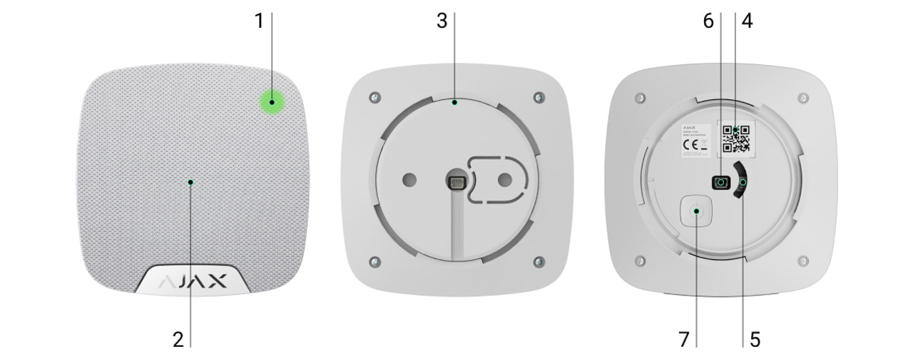 AJAX HomeSiren WHITE Wireless siren with an LED connector