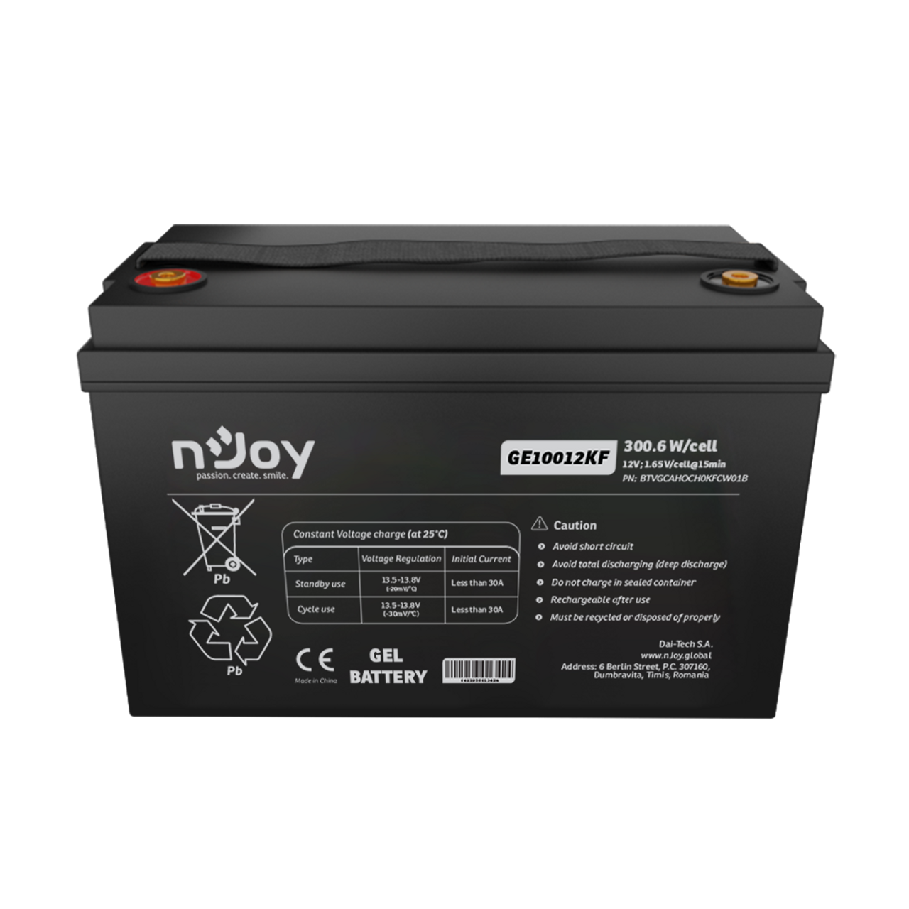 nJoy Gel battery 12v 100Ah T11 (m8) Copper Terminal BTVGCAHOCH0KFCW01B