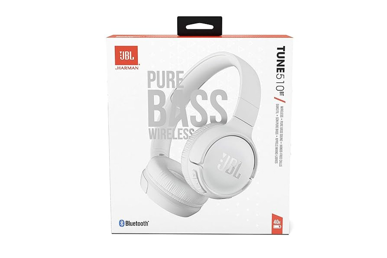 JBL Tune 510 BT Wireless On-Ear Headphones with Bluetooth 5.0 and Speed Charge Up to 40 Hours Battery Life White JBLT510BTWHT