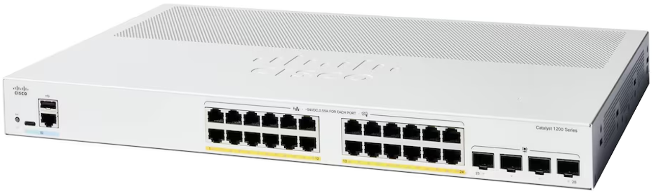 Cisco Switch Catalyst 1200 24-port GE PoE 4x1G SFP C1200-24P-4G Cisco Switch Catalyst 1200 24-port GE PoE 4x1G SFP C1200-24P-4G