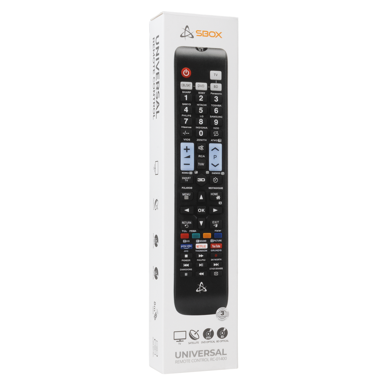 UNIVERSAL REMOTE CONTROL SBOX RC-01400-UNIVERSAL 4in1