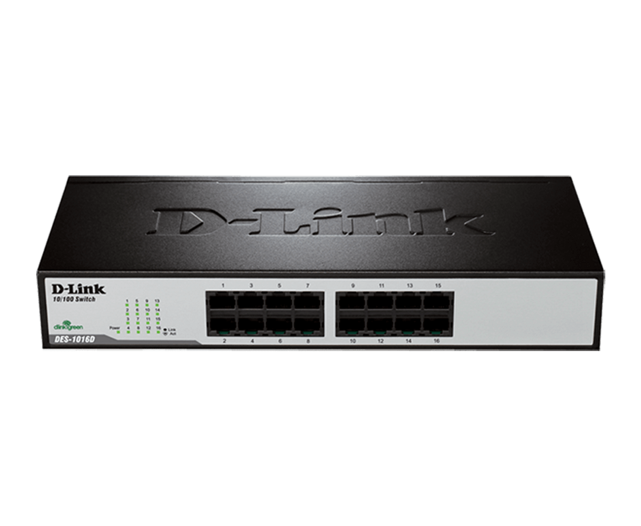 D-LINK UNMANAGED SWITCH. 16-PORT 10/100 MBPS. RACK MOUNTED 1U DES-1016D