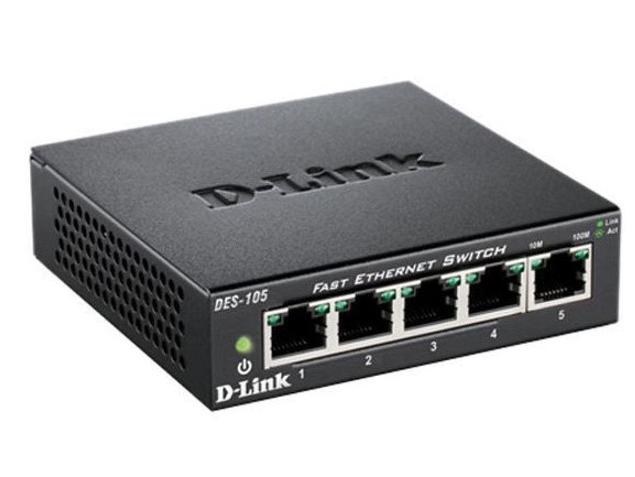 D-Link Switch 5-Port 10/100 Fast Ethernet Unmanaged Desktop Switch Metallic case