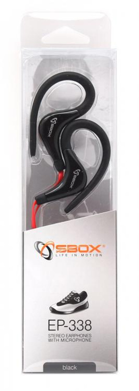 EARPHONES + MICROPHONE SBOX EP-338 BLACK Sport