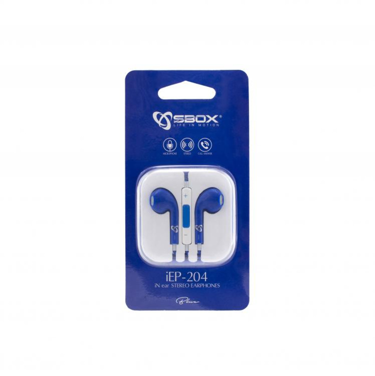 EARPHONES + MICROPHONE SBOX IEP-204 Blue