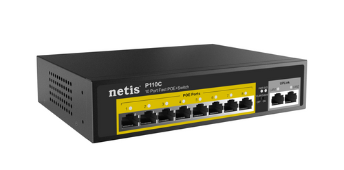 Netis Switch PoE 8×10/100 2RJ45×10/100Mbps Uplink Ports black