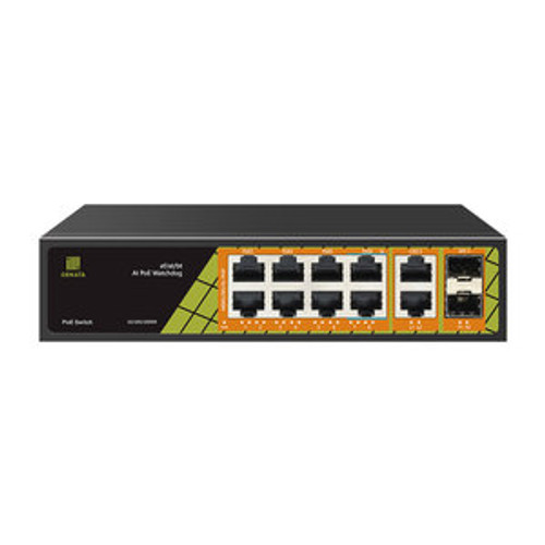 Genata Switch 8GE(PoE)+2GE(UP-LINK)+2SFP AI Gigabit PoE Switch 2*1000Mbps SFP Port+2*1000Mbps Uplink GNTP1012G6