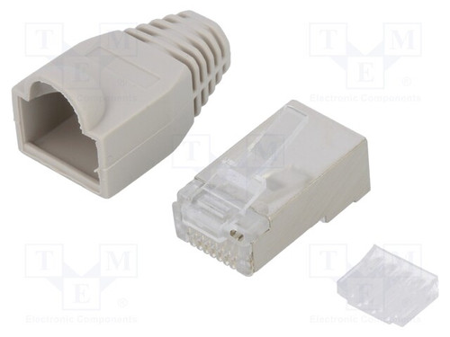 LogiLink Connector RJ45 modular plug Cat.6 shielded grey boot set of 100 pcs MP0021 LogiLink Connector RJ45 modular plug Cat.6 shielded grey boot set of 100 pcs MP0021