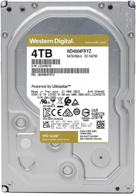 WD Gold Enterprise Class SATA HDD - 4TB WD4004FRYZ