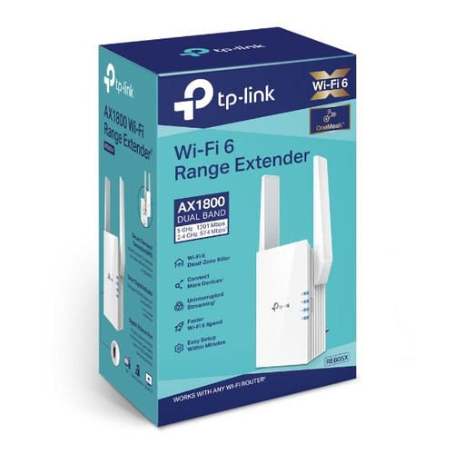 TP-LINK AX1800 Wi-Fi 6 Range Extender RE605X White