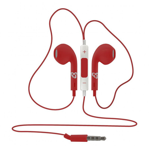 EARPHONES + MICROPHONE SBOX IEP-204 RED