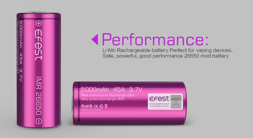 Efest IMR 26650 5000mAh 18A Rechargeable Lithium Battery