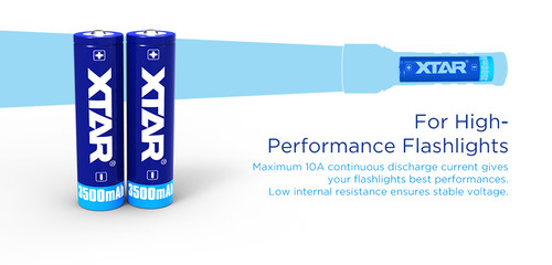 Xtar 18650 3500mAh 10A Rechargeable Lithium Battery  Xtar 18650 3500mAh 10A Rechargeable Lithium Battery