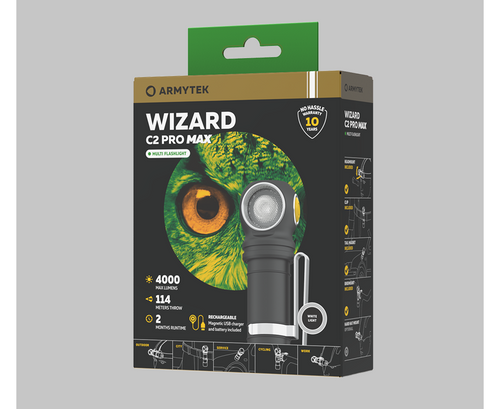 ArmyTek Wizard C2 Pro MAX Cree XHP70.2 3,720 Lumens USB Rechargeable Headlamp in Warm White (With 21700 Battery) ArmyTek Wizard C2 Pro MAX Cree XHP70.2 3,720 Lumens USB Rechargeable Headlamp in Warm White (With 21700 Battery)