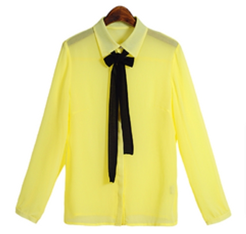 Women's Tie Pattern Yellow Shirt