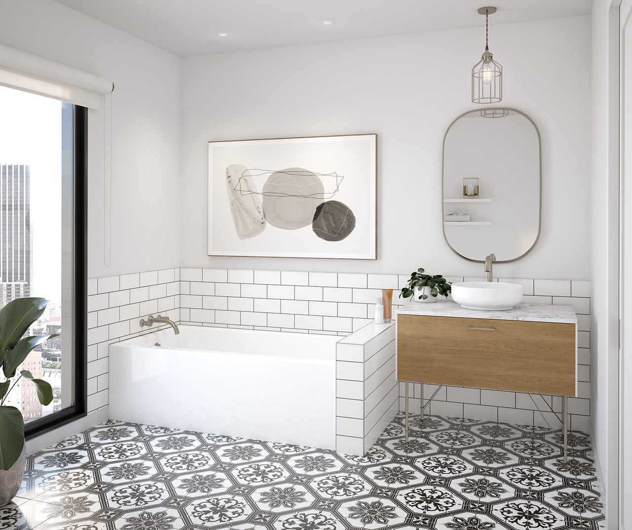♡R♡ Rubix 6632 Acrylic Alcove Right-Hand Drain Bathtub in White