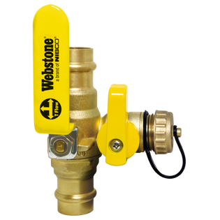 Webstone H-80615W 1 1/4" Press Pro-Pal Full Port Brass Ball Valve with Hi-Flow Hose Drain & Reversible Handle (Lead-Free)