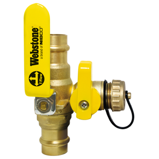 Webstone H-80615 1 1/4" Press Pro-Pal Full Port Brass Ball Valve with Hi-Flow Hose Drain & Reversible Handle