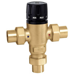 Caleffi 521509A 3/4" Sweat MixCal Adjustable Three-Way Thermostatic Mixing Valve