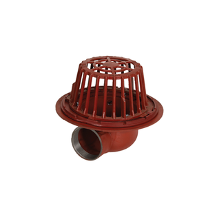 Mifab R1204-90NH-M 4" No-Hub Cast Iron Large Sump Roof Drain with Side Outlet