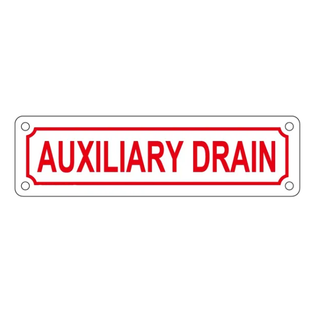 2" X 7" Auxilary Drain Aluminum Sign