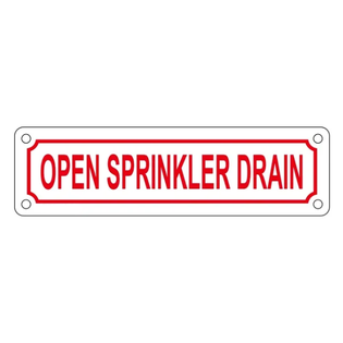 2" X 7" Open Sprinkler Drain Aluminum Sign