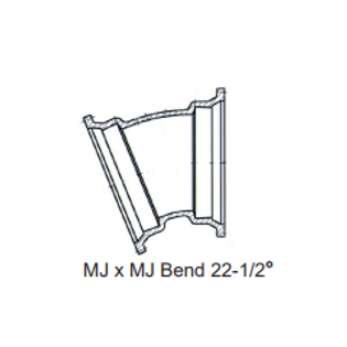 Sigma DMB322 3" Ductile Iron C153 MJ X MJ 22.5° Elbow Mechanical Joint Fitting