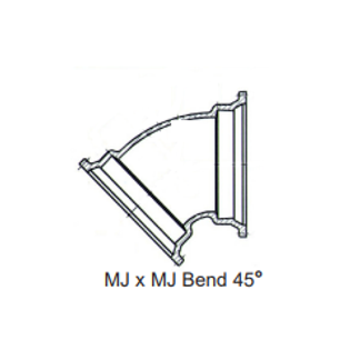 Sigma DMB445 4" Ductile Iron C153 MJ X MJ 45° Elbow Mechanical Joint Fitting