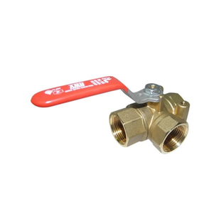 Red-White Valve 5045 1/2" Brass 3-Way Ball Valve With A Regular Port