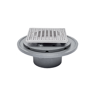 Sioux Chief 821-2IHQCP 4 1/8'' Shower Pan Drain 2" No Hub Connection With Chrome Head Square Strainer