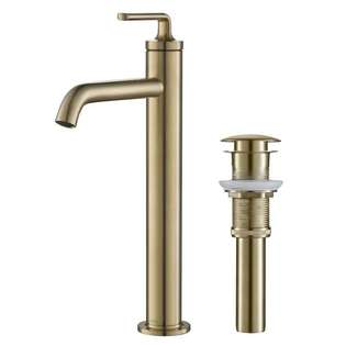Kraus Ramus KVF-1220BG Single Handle Vessel Bathroom Sink Faucet with Pop-Up Drain in Brushed Gold