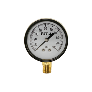 Boshart PG25-100NL 2 1/2" Lower Mount Pressure Gauge Black Steel Brass Dry (Lead Free)